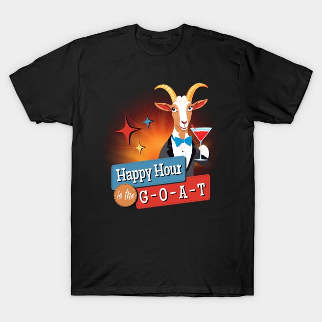 Happy Hour Is The GOAT T-Shirt by Kenny The Bartender's Tee Emporium